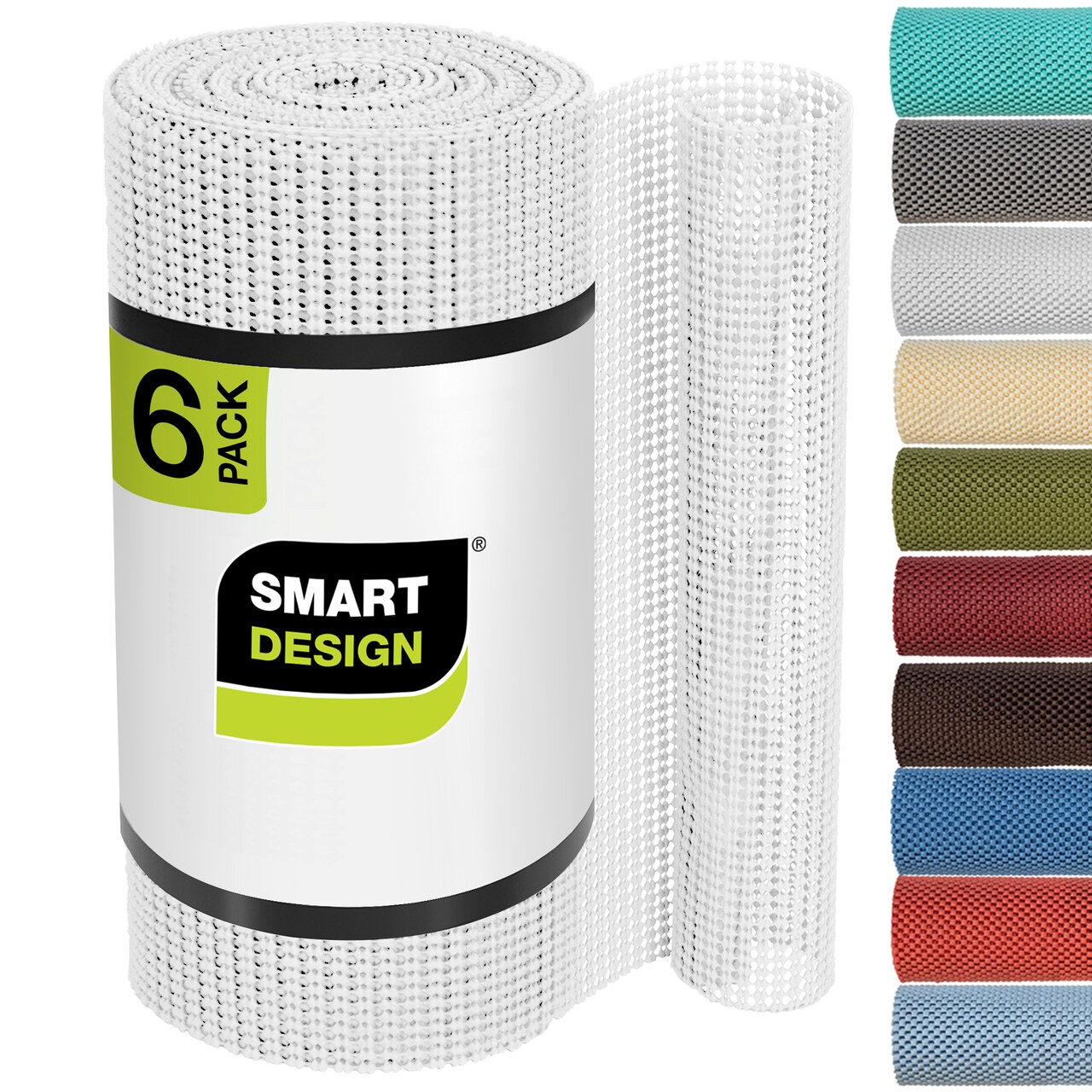 Smart Design Classic Grip Shelf Liner - 12 inch x 60 feet total (Set of 6 Rolls) - White